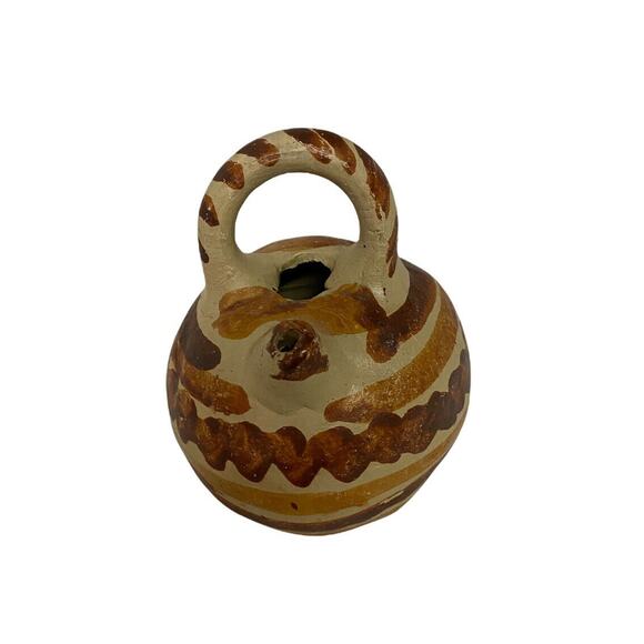 Small Round Teapot Jug Made In Mexico Brown Orange Design Tourist Item - Picture 3 of 5